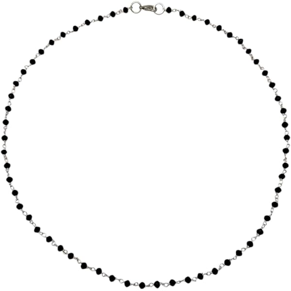 Cavigliera Con Rosario Di Cristalli Neri E Cornetto Rosso Portafortuna – Catena Argento, Chiusura A Moschettone, 30 Cm - 3