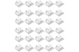 QYEW 30Pcs Outdoor Light Hook, Sticky Fairy Light Clip, Sticky Cable Manager Bracket, Indoor Light Clip for Hanging Christmas Lights, Wall Cable, String Lights, Decorations (Transparent, Small)