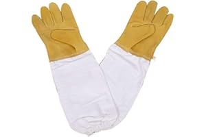 VIENTIANE Guantes de Apicultura, Guantes de Piel de Oveja Mangas Largas Duraderas Apicultor Principiante (Amarillo)
