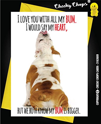 Birthday Valentines Anniversary Christmas Love Card Funny Rude Wife Husband Bull Dog Bum C54