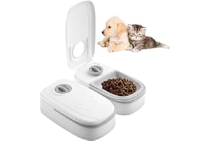 AVCXEC 2 Meal Automatic Cat Feeder, Automatic Pet Feeder, Cat Feeder automatic with Timer, for Use with Wet and Dry Food, for Cats and Small Dogs