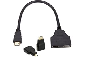 chenyang Cavo di prolunga splitter HDMI da 1 a 2 con connettore micro e mini HDMI