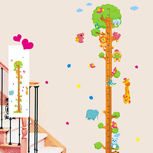 Possbay 700x500mm Animals Tree Removable Vinyl Wall Decal Decor Stickers Kids Height Chart Measure