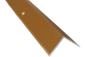 Dalsys Treppenkantenprofil Vinyl, Laminat zum Schrauben Gold 200cm x 30mm x 30mm Winkelprofil aus Aluminium eloxiert