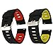 Produktbild 22mm armband , EL-move 22mm Pebble Time Armband Smart Watch Bracelet Uhrenarmband Strap Silikon Sportarmband Erstatzband für Samsung Gear S2 Classic / Samsung Gear S3 frontier / S3 Classic / Gear 2 R380 Neo R381 Live R382 / Motorola Moto 360 2nd / Pebble Time Steel / LG G Watch W100/W110 / Urbane (BlackRed+BlackYellow 2pcs)