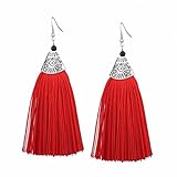 Satyam Kraft Jewellery Stylish Thread Tassel Fancy Party Wear Long Earrings for Women & Girls (Red)/diwali gift/diwali gifts for family and friends/diwali gift items