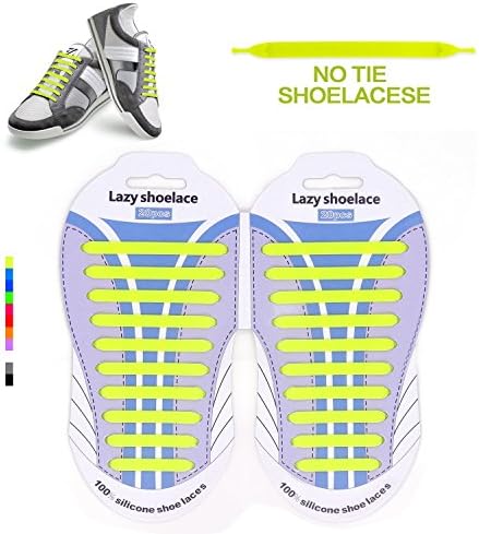 No Tie Laces for Adults, Silicone Flat Shoe Laces for Trainer, Elastic Waterproof Tieless Running Shoe Laces (yellow)