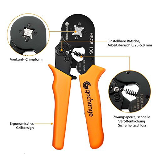 800 Stecker Crimpzange Set, GOCHANGE Zwinge Crimper Zange mit 800 Aderendhülsen Kabelschuhe Tool Kit, 0.25-6.0mm Crimpwerkzeuge für isolierte unisolierte Aderendhülsen Ratsche Kabelschuhe - 2