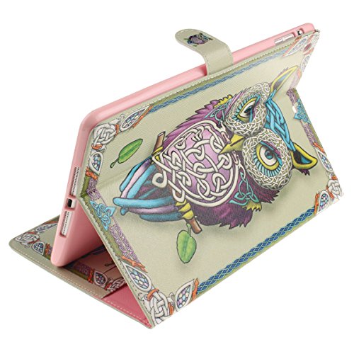 iPad mini 3 Lederhülle – Felfy Slim Full Body Niedlichen Cartoon Gelbe Eule Muster PU Case Cover Etui Schutz Hülle Tasche für Apple ipad mini 3 mini 2 mini 1 + 1x Eule Anti Stöpsel + 1x Gold Stylus - 5