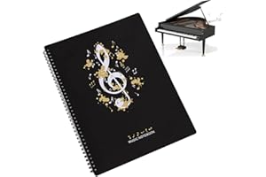 BONHHC Classeur à Pochettes/Dossier de rangement pour partitions de musique/A4/20 pochettes/Sac de rangement pour documents de stockage de papier de chanson pour musiciens et musiciens/Mélodie blanche