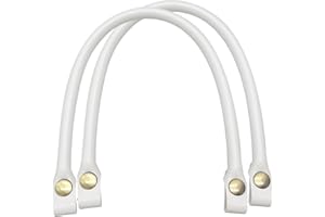LdawyDE Manici Per Borsa Di Ricambio In Pelle, 2 pezzi Manici Per Borse In Pelle, Realizzato in spessa pelle PU, con design a bottone a pressione mobile, durevole, per fai da te, borsa (40cm, bianca)