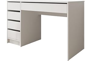 ‎MIRJAN24 Mirjan24 Ada Desk, Computer Desk, Children’s Desk, Work Desk, Study Desk, PC Table, with 5 Universal Drawers, for Teenager’s/ Children’s Room (White)