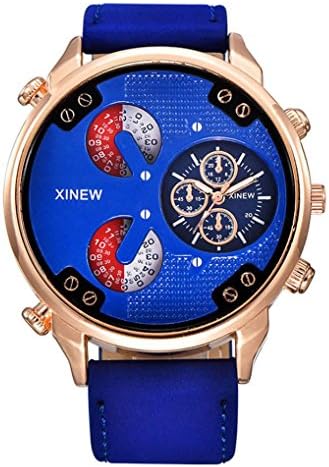 Men watch, Ourmall Luxury Men's Aviator White Automatic Mechanical Date Day Leather Wrist Watch (Blue)