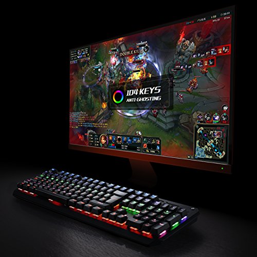 Teclado Mec  nico Gaming de VicTsing  104 Teclas y Switches Blue  con Cable y 6 Colores RGB Retroiluminado  Anti-Ghosting-Versi  n Espa  ol