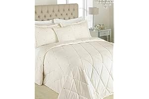 Riva Paoletti New Diamante Bedspread Set - Cream - Diamante Crystal Sequins - Quilted Geometric Design - 2 X Pillow Shams Included - 100% Polyester - 220 X 240Cm (87" X 94" Inches)