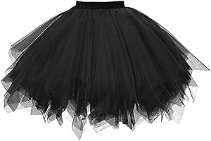 BSBUY Jupe en Tulle Femme, Adulte Jupe Tutu 3 Couches, Rétro Années 80 Fête Halloween Carnaval Costume, Accessoire Fluo Danse Habiller Soirée Jupette Danse Classique Princess Dance Dress Fille