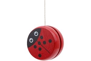 Yolluu Wooden Yoyo Toy, Red, for Kid Hand-eye Coordination Development, Responsive Loop Yoyo Balls, Cartoon Animal Design, Perfect Birthday Party Prize
