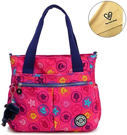 Tiny Chou Water Resistant Nylon Tote Handbag Crossbody Messenger Bag with Detachable Shoulder Strap