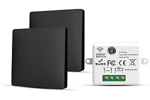 HYHIOTS Funkschalter 230V Funk Lichtschalter Batterielose Set Funk-Sender-Sicherheitsschalter und Empfänger-Controller 10A, Funk Schalter Licht, Keine Verkabelung, Funk-Lichtschalter (2 Way Kit)