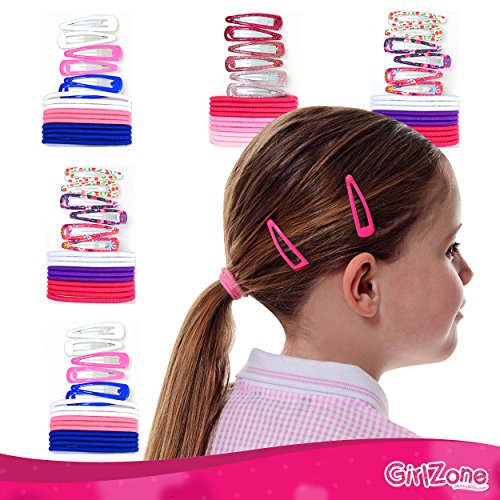 80 TEILIGES SET AN HAARSCHMUCK FÜR MÄDCHEN: Tolles Geschenk für Mädchen – Farbenfrohes Set an 30 Silikonbeschichteten Haarklammern & 50 Haarbändern. - 8