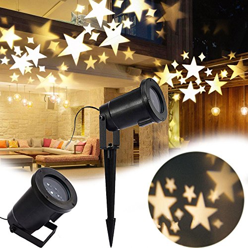 Proiettore Luci Natale Giardino.Gesimei Proiettore Luci Natale Esterno Bianco Caldo Stella Proiezione Lampada Led Impermeabile Illuminazione Giardino Faretti Per Albero Casa Parete Decorazioni