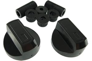 Ufixt Se adapta a pomos de control universales negros para tostadora, prensa de pantalones, estufa de camping x 2