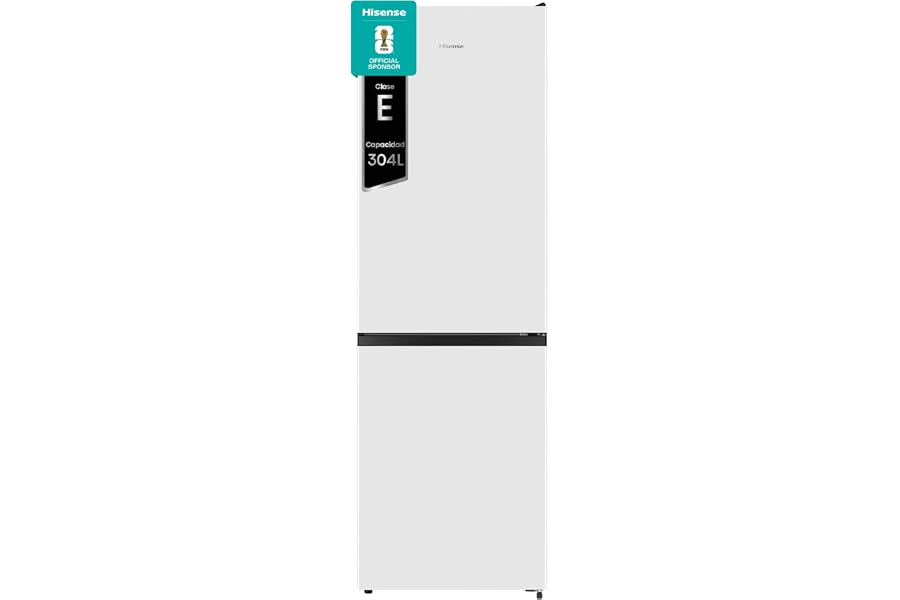 Hisense MC60300E - Frigorífico Combi, Eficiente Clase E, Capacidad 304 L con 186 cm Alto, Cajón Verduras, 4 Estrellas Congela