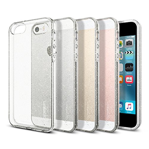 iPhone 5 / 5S / SE Case, SpigenÂ® [Liquid Armor] [Glitter Crystal Quartz] SOFT-FLEX **NEW** Silicone Shockproof Protection, Premium Flexible Soft TPU slim thin clear cover for iPhone 5 / 5S / SE - (041CS21959)