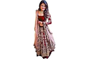 Skyview Fashion Festliche Kleidung für Damen, ethnisch, indisch, pakistanisch, Lengha-Hochzeit, Party, Bollywood, Lehenga Choli, kastanienbraun,