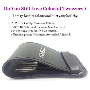 Tweezers Set 4-Piece Professional Stainless Steel Tweezers with Travel Case by Aumelo - Best Precision Eyebrow and… - Image 6