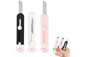 HETING-YQ 3Pcs Mini Cuchillo de Caja, Retráctil Portátil Cuchillo de Papelería, Abrecartas de cortador para Adecuado Cartón and Papel, 3 Colores