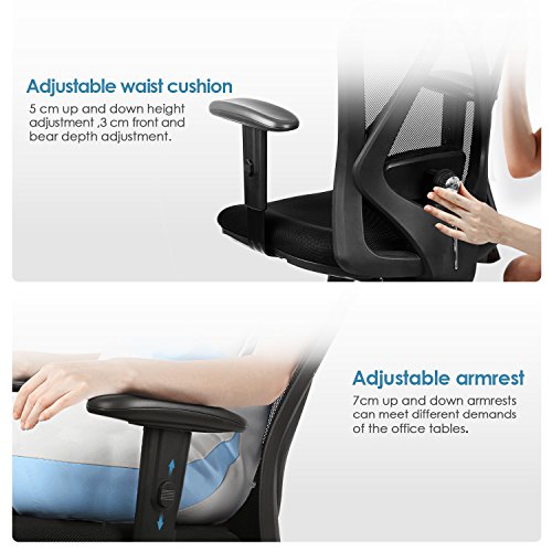 INTEY Ergonomic Mesh Office Chair High Back Desk Chair with Adjustable Headrest, Armrest, Seat Height, Tilt Tension and Lumbar Support, Spine Protection