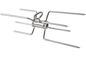 SANTOS Edelstahl Doppel-Fleischklammer, Krallen, Spießgabel, Edelstahl für Drehspieße mit Ø8-10mm - Vierkant Doppel-Forken für Gasgrill-/ Kugelgrill-Rotisserie