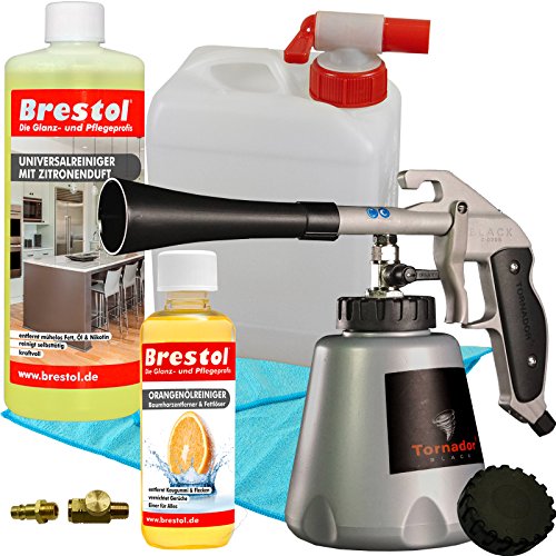 Preisvergleich Produktbild TORNADOR BLACK Z-020S Textilreinigungsset + 2 Textilreiniger Konzentrate (7286) --- inkl. Deckel, Luftschlauchanschluss & Druckluftregelventil - Brestol