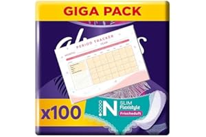 NORTHERNSCAPE Daily | Fresh Slim Flexistyle Pantyliners | 100 Pads | Fresh Scented Gigapack | Ultra Thin | Bundle | Sanitary Towels | Suitable for All Panty Shapes | Women | Period Tracker Included
