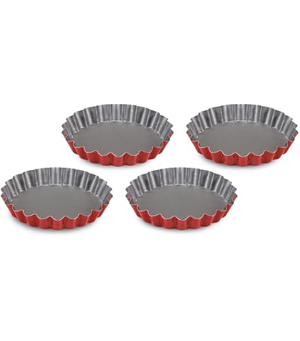Set De 6 Moules à Tartelette En Forme De Fleur – Diamètre 10 Cm, Fond Amovible, Acier Carbone Antiadhésif | Pour Mini-quiches, Tartes, Cakes, Muffins