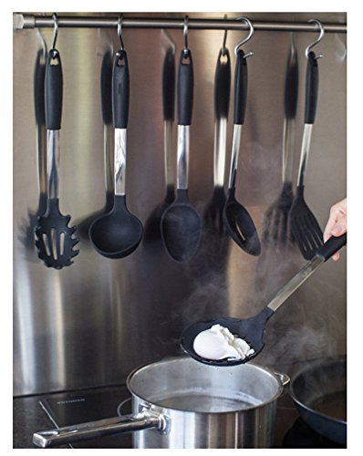 Kuke 6 Stück Premium Edelstahl und Silikon Hitzebeständig Kochgeschirr Set hohe Qualität Küche Werkzeuge Schwarz - 2