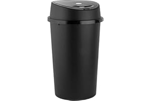 Easy Shopping 45 Liter 45L TOUCH BIN Black for Home Garden Office School Kitchen Bathroom Top Bin Portable Pedal Bin Removable Lid(Black)