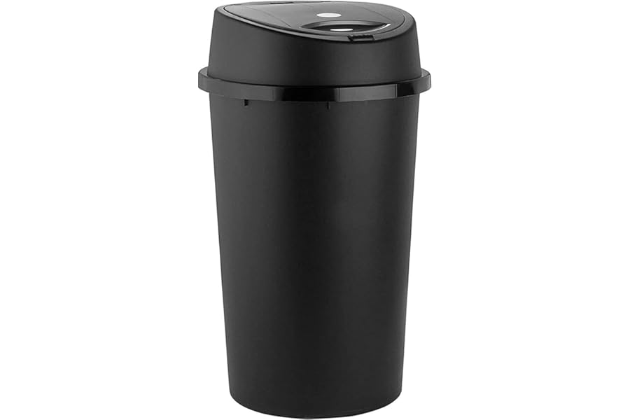 Easy Shopping 50 Liter 50L TOUCH TOP KITCHENLARGE RUBBISH DUSTBIN Black for Home Garden Office School Bathroom WASTE DISPOSAL RECYCLING BIN Removable Lid(Black)