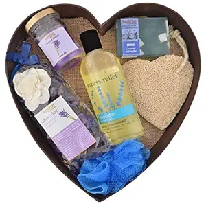 BodyHerbals Lavender Surprise Bathing Set For Ultimate Spa Experience (Lavender Shower Gel 200ml, Lavender Bathing Bar 100gms, Lavender Potpourri, Lavender Scented Candle, Natural Loofah, Bath Puff) Bath & Body, Bath Set & Kits