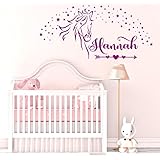 *NEU* Wandaufkleber Wandtattoo Wandsticker fürs Kinderzimmer***Pferd / Pferdekopf mit Sternenregen & Wunschnamen***(Größen.- und Farbauswahl)