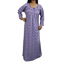 Mogul Interior Ladies Nightwear Purple Printed Cotton Evening Kaftan XXL
