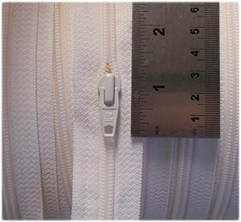 Continuous Chain Zip N5 Various Colours with Sliders YKK Ziplon Brand 5 Metre (Off-White (Cream/Ivory)