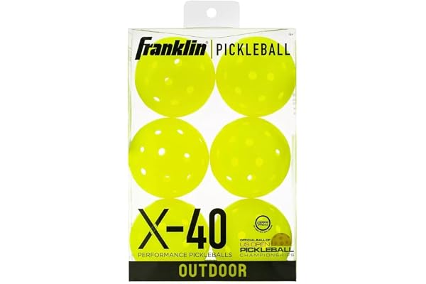Franklin Outdoor X-40 Pickleballs - Vellum, officiell US Open Ball, 40 precisionshål, premium hållbarhet, 6-pack