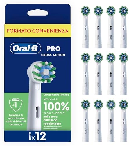 Oral-B Testina Di Ricambio PRO Cross Action Bianca, Confezione Da 12 Testine