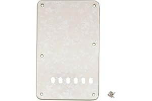 Musiclily 6 Löcher Vintage-Stil Strat Tremoloabdeckung Backplate für Fender USA/Mexican Made Standard Stratocaster Modern Style Gitarre, 4 lagig Parchment Pearl