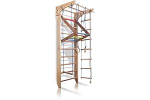 KINDSPORT Kletterwand Sprossenwand Turnwand Kinder-4-220-Farbe Fitness Sportgerät Klettergerüst Holz