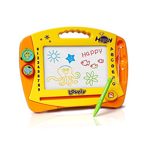 Lavagna Magica a Colori Tavola con 4 aree di colore e 2 Stampini,Wholethings Lavagnetta magica,disegno del bordo di scrittura, blocco di schizzi(31*23*5CM)