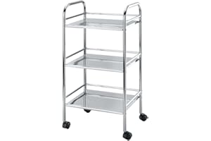 WENKO Chariot salle de bain Exclusiv avec 3 étagères | Chariot de salle de bain chromé en acier verchromé pour rangement pratique | DIM (l x h x p) 41 x 75 x 32 cm | Argent brillant