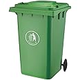 DSDD outdoor dustbins 100L/120L/240L Plastic Recycling Bin Classification Outdoor Pulley Garbage Bin Large Trash Can Community Park Roadside Green-100L